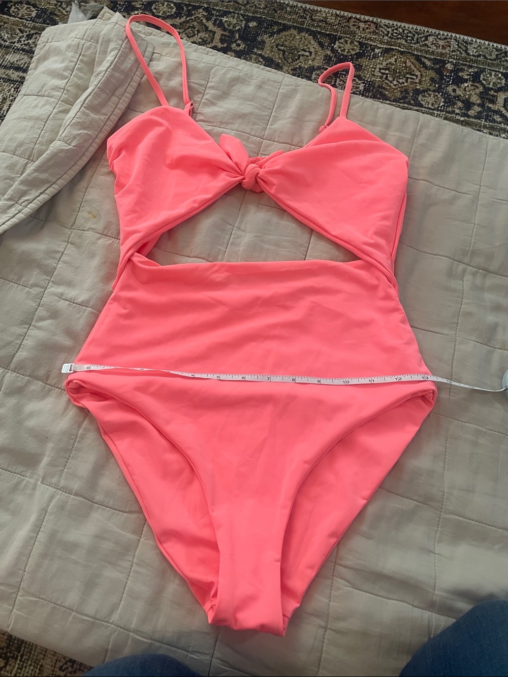 Mara Hoffman Coral Pink One-Piece Swimsuit with Front Knot